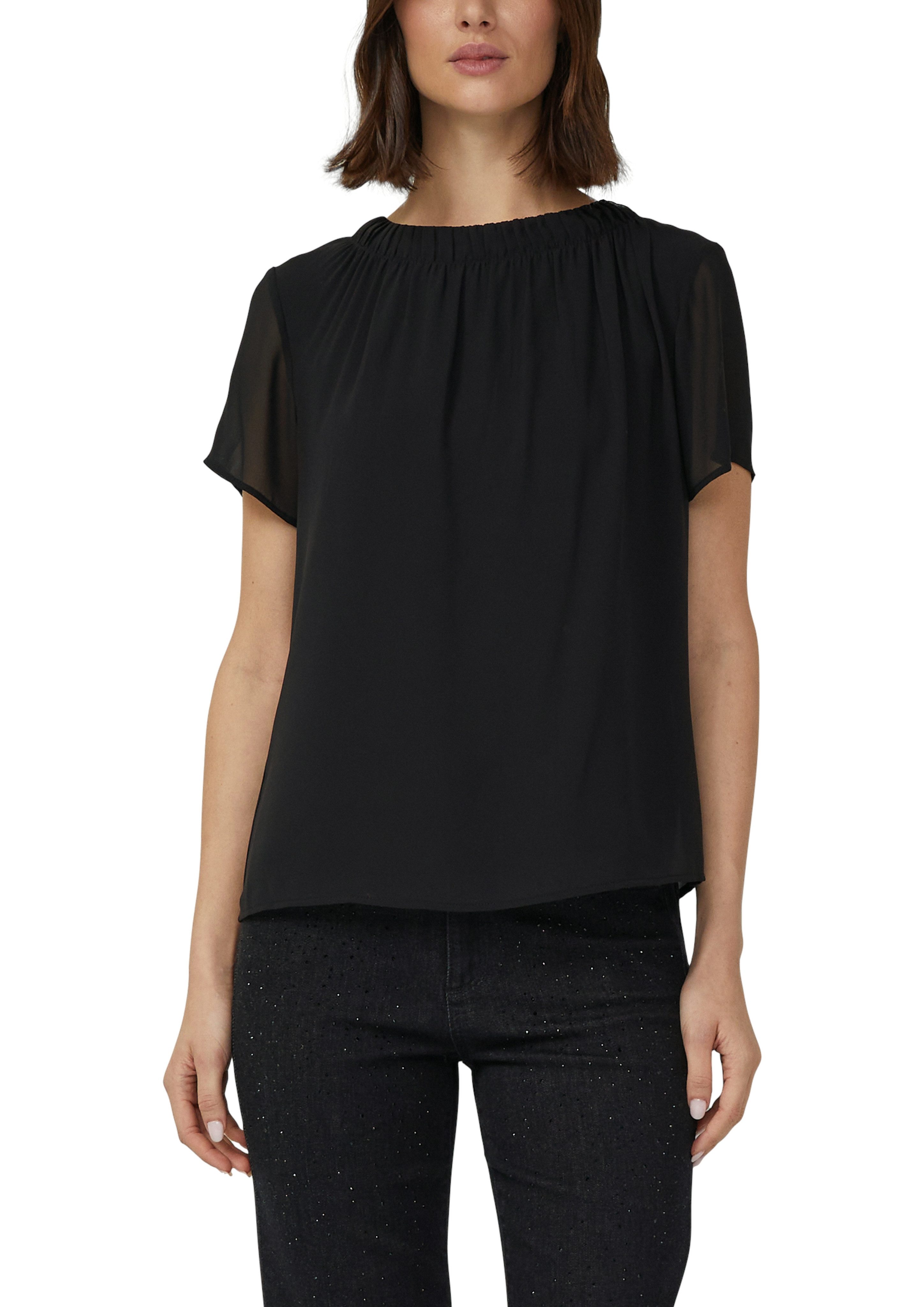 s.Oliver BLACK LABEL Kurzarmbluse mir Raffung am Ausschnitt