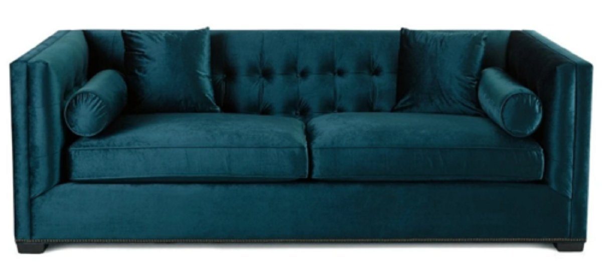 JVmoebel Chesterfield-Sofa Blauer Chesterfield Dreisitzer Wohnzimmermöbel Couch 3-Sitzer Neu, Made in Europe