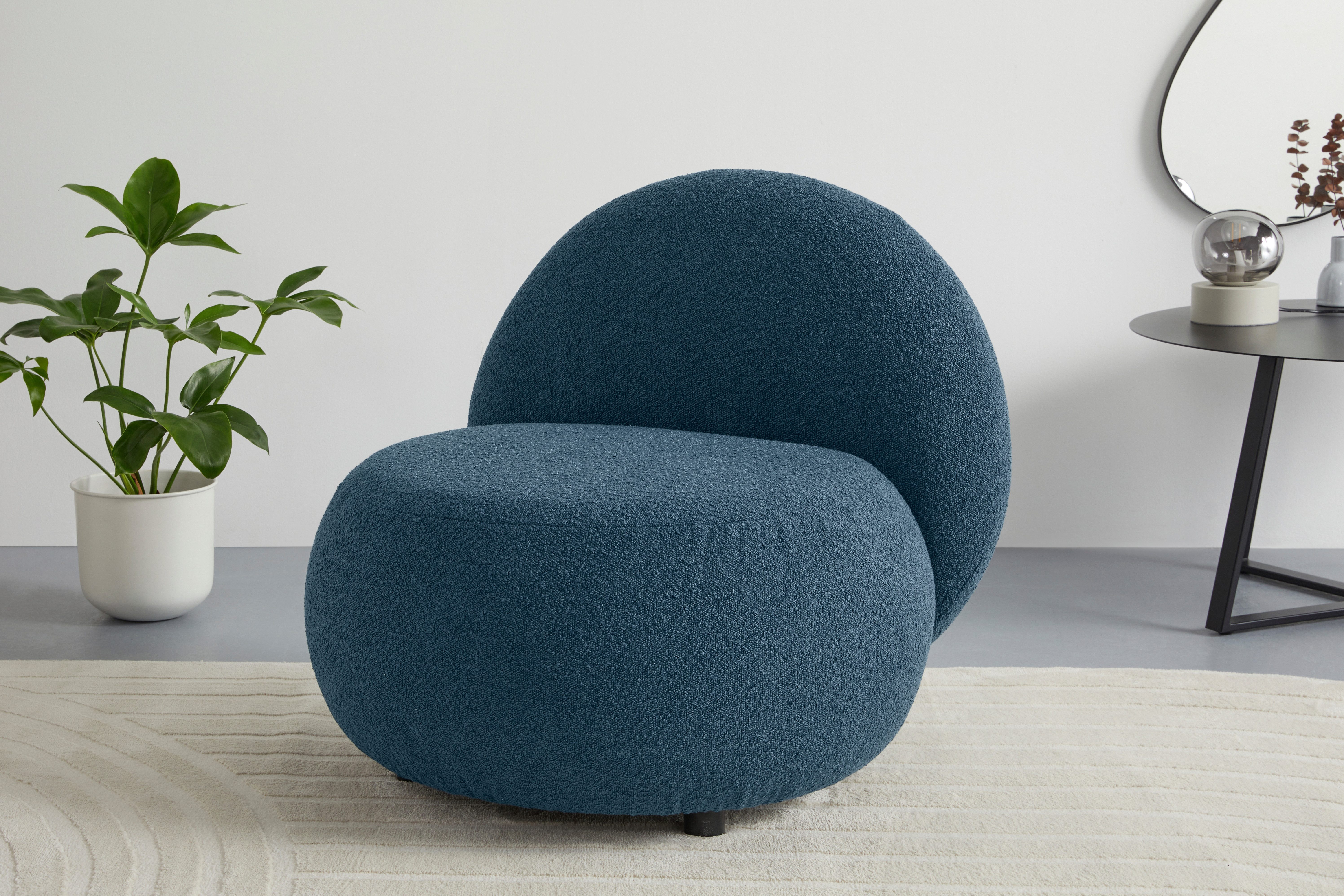 s.Oliver Sessel Bennid, moderner Designsessel mit Lederriemen, softes Design, hochwertig, zum Wohlfühlen in Luxus-Microfaser/Struktur oder in Bouclé