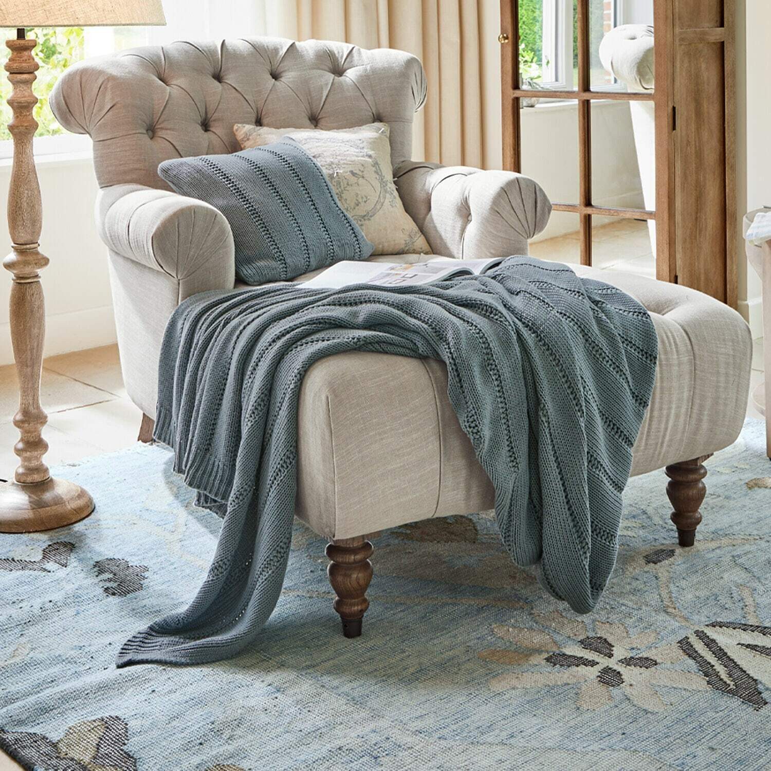 Mirabeau Tagesdecke Plaid Lémeré graublau günstig online kaufen