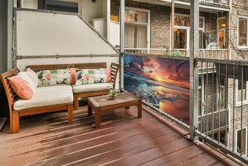 MuchoWow Balkonsichtschutz Sonnenuntergang - Strand - Meer - Golfen (1-St) Balkon Sichtschutz 90x200, Windschutz für Zaun PVC, 200x90 cm