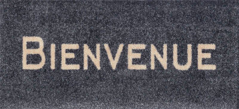 Fußmatte Bienvenue, wash+dry by Kleen-Tex, rechteckig, Höhe: 9 mm, Schmutzfangmatte, mit Spruch, In- und Outdoor geeignet, waschbar grau | Fußmatten