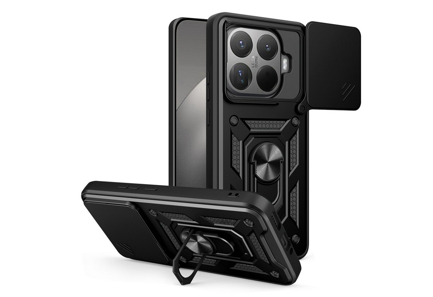 betterfon Handyhülle Panzerhülle für Xiaomi 15T Pro Kameraschutz und Ringhalter, Outdoorhülle mit Smartstand Kameraschutz und Silikonkern