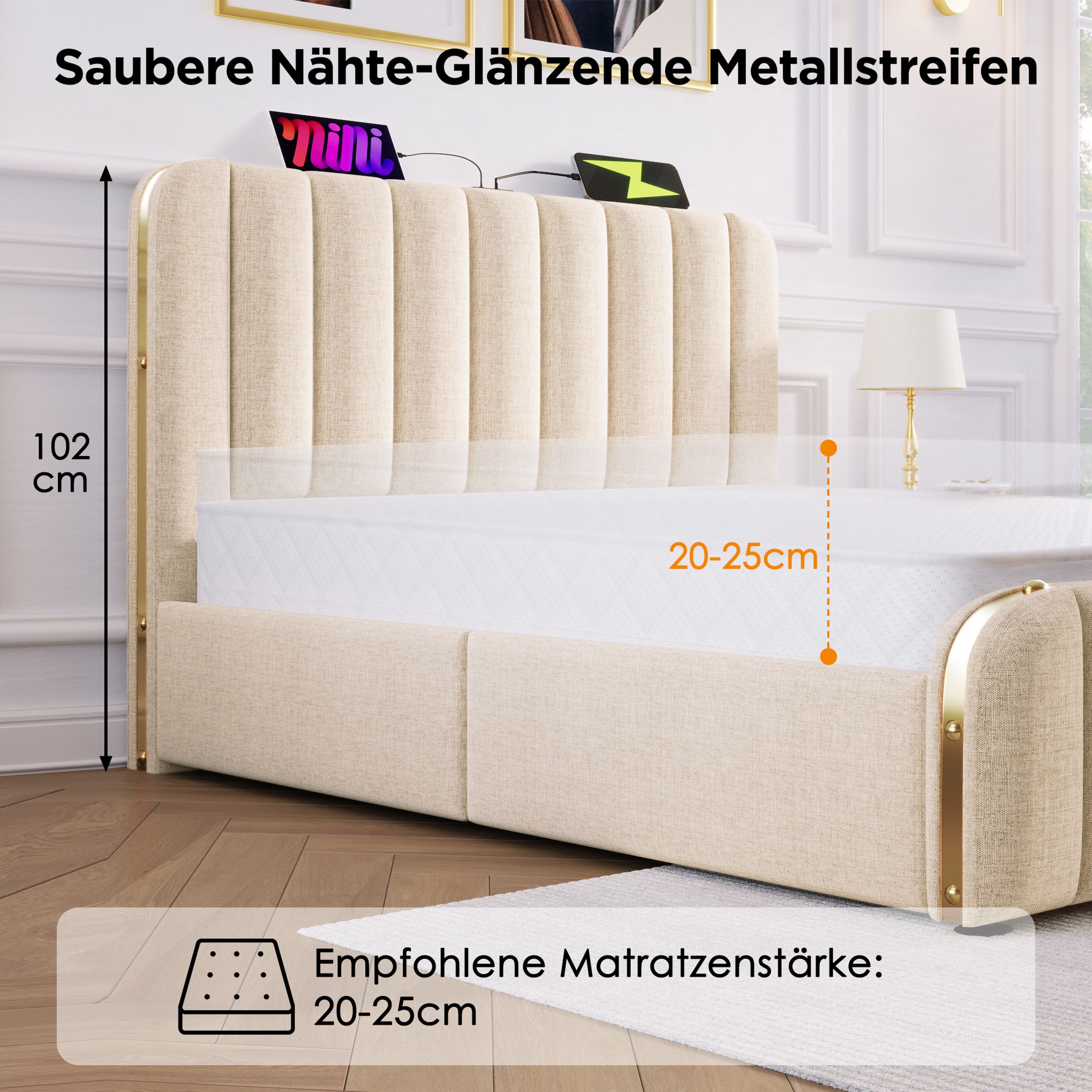 BlingBin Einzelbett Polsterbett Doppelbett (1-tlg., 160×200 günstig online kaufen