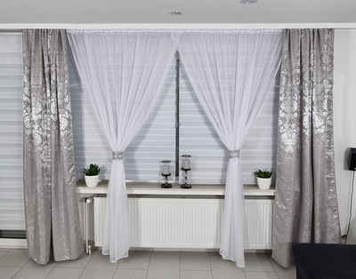 Vorhang Vorhang Set Grau, Gardinen by Justyna, Verdunkelnd, Blickdicht, Moderne Styl, Store, Straßband