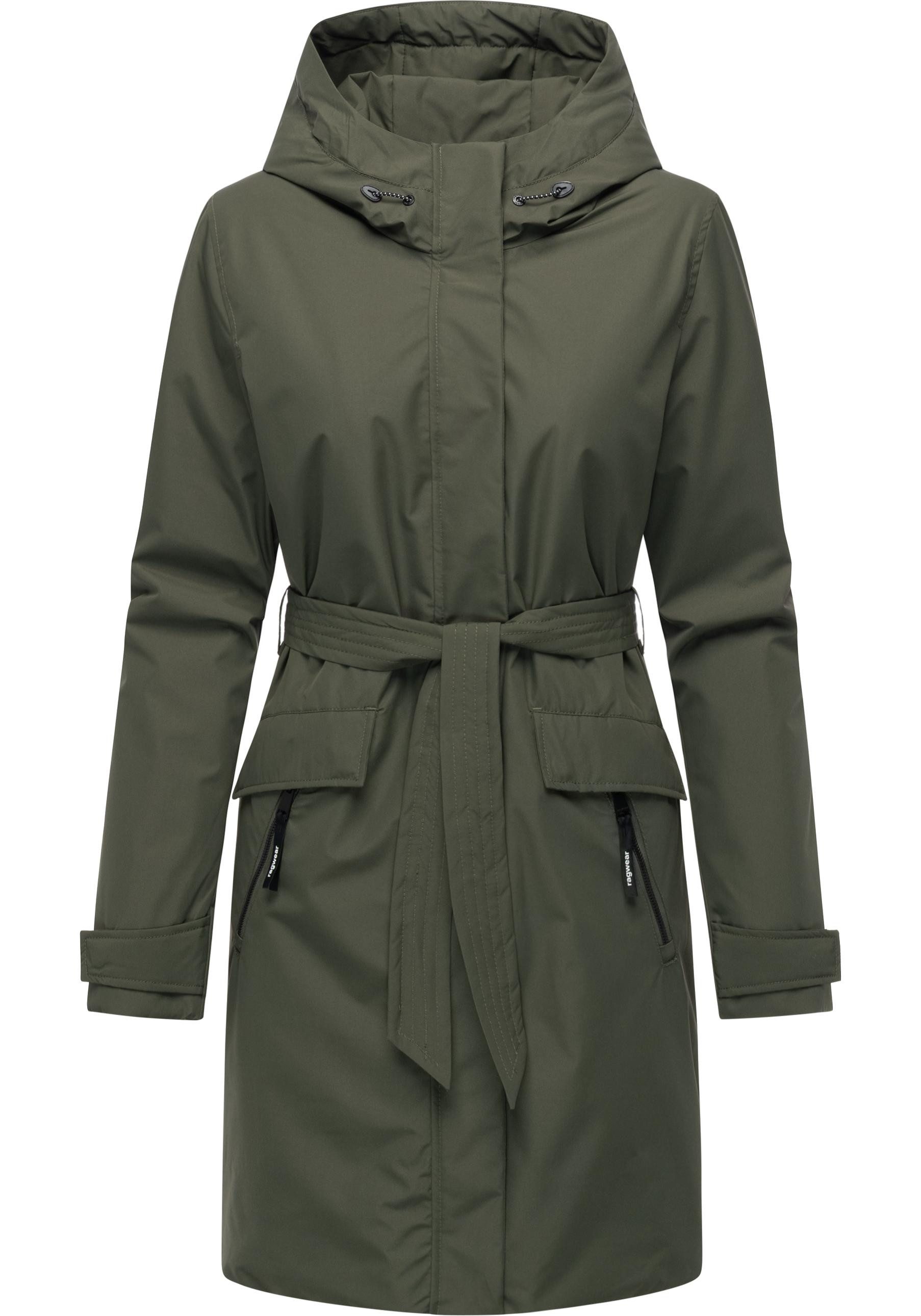 Ragwear Kurzmantel Horatia Warm YOUMODO Wasserdichter Wintermantel mit Bindegürtel