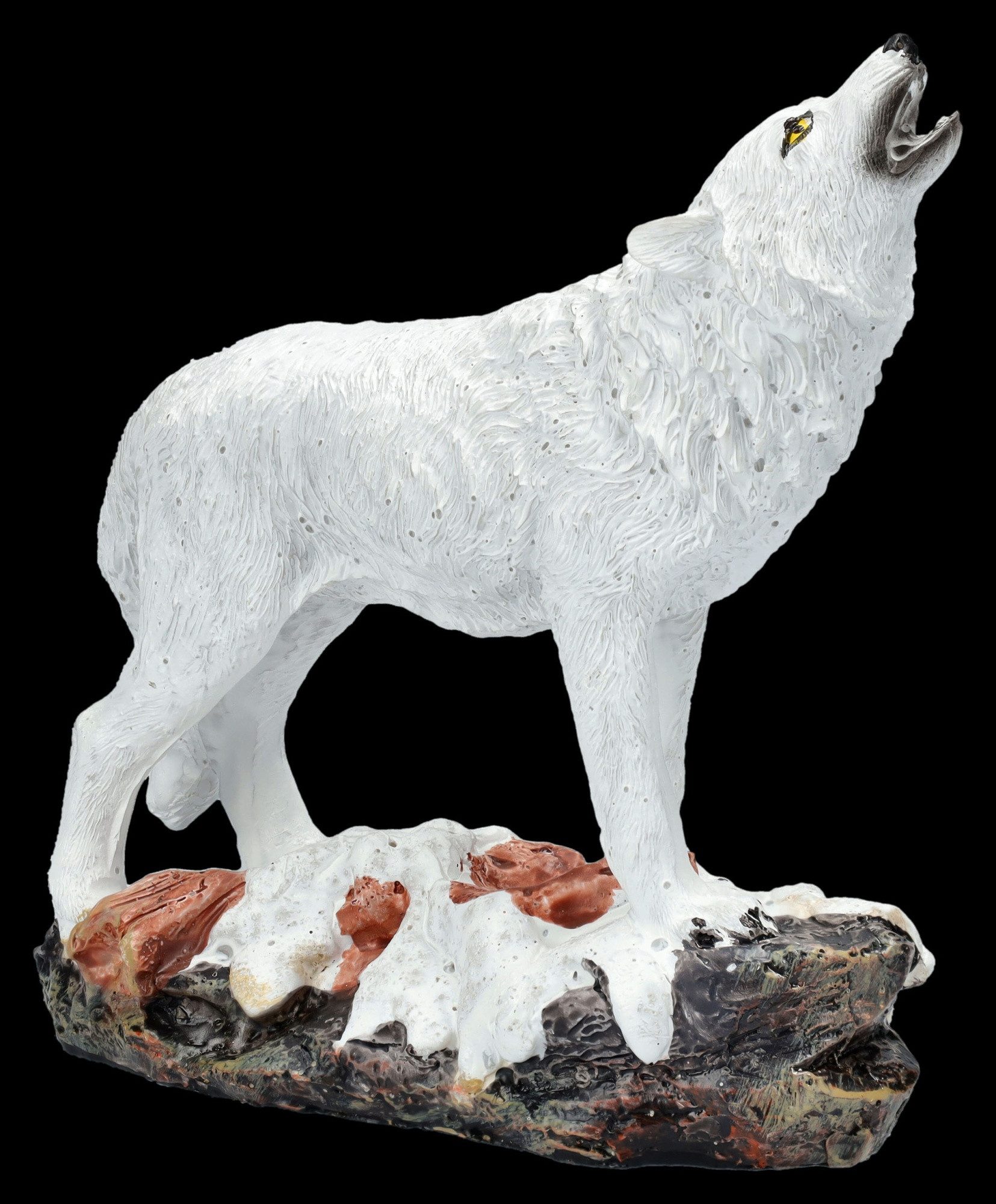 Figuren Shop GmbH Tierfigur Wolf Statue – Weißer Wolf heulend Dekofigur Naturmotiv 11.5 cm Deko