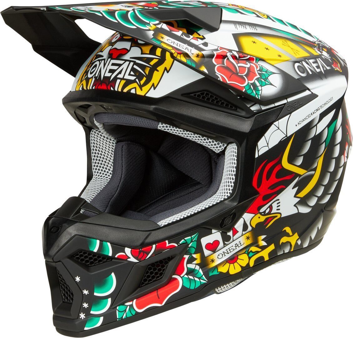 O’NEAL Motocrosshelm 3SRS Inked Motocross Helm, Notfallsystem-Polsterung (EQRS)