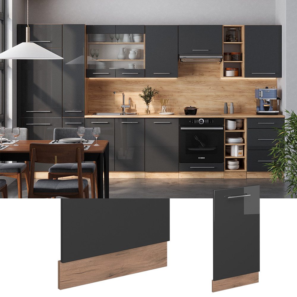 Vicco Frontblende Fame-Line, Anthrazit Hochglanz/Goldkraft Eiche, 45 cm ohne Arbeitsp... (1 St)