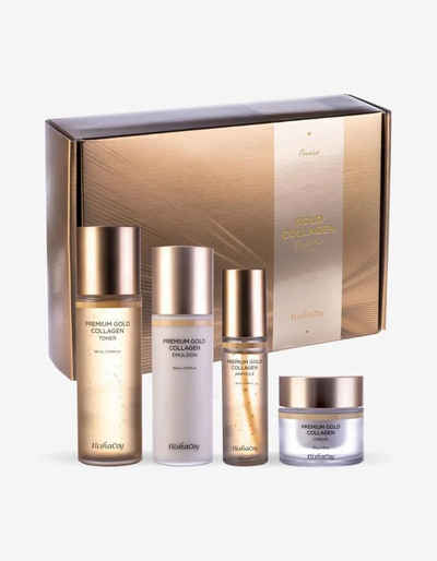 ElishaCoy Gesichtspflege-Set ElishaCoy Premium Gold Collagen 4Kinds Set Spar-Set, 4-tlg., Toner 180 ml, Emulsion 150ml, Ampulle 50ml, Cream 50 gr