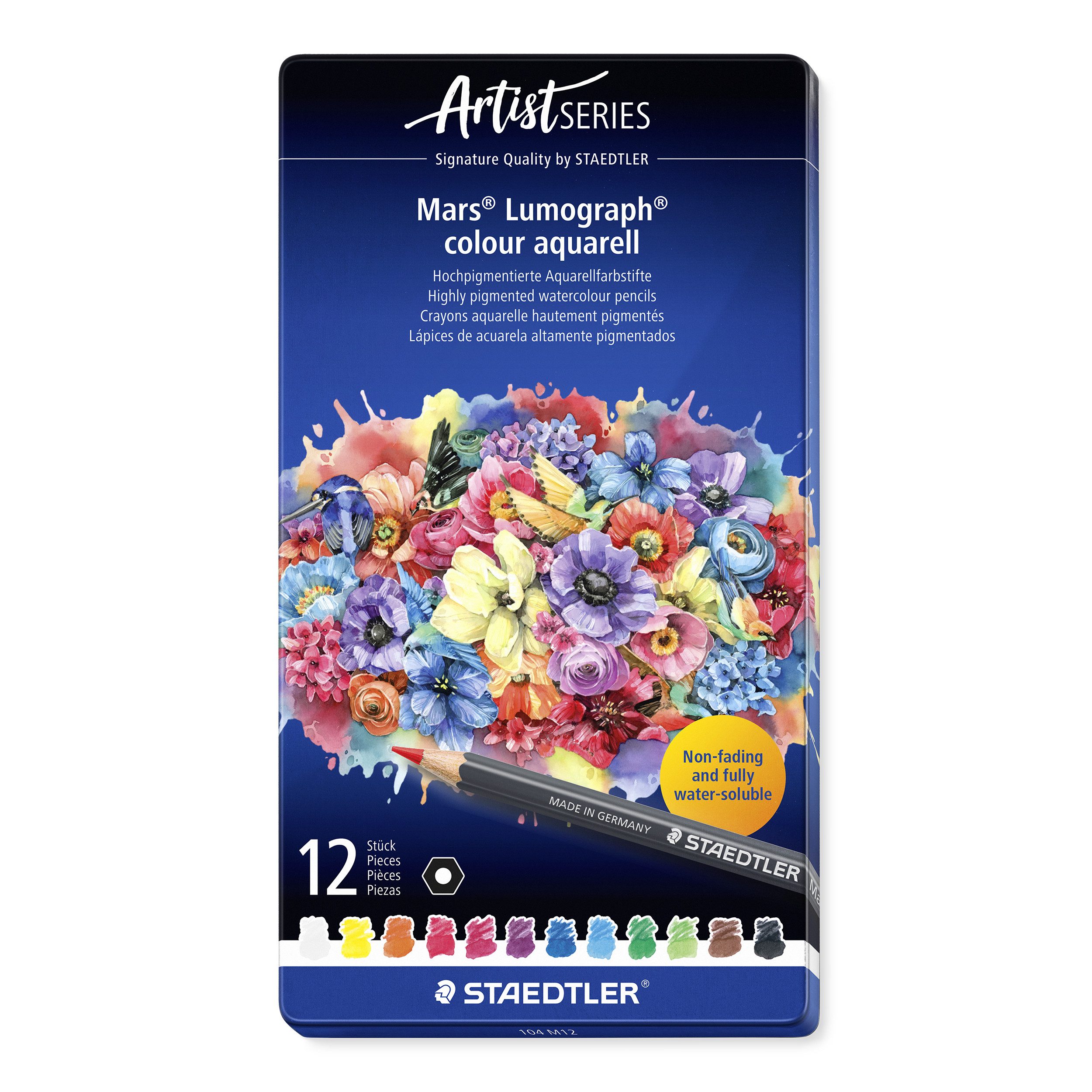 STAEDTLER Malstift STAEDTLER Aquarellfarbstifte Mars Lumograph 12 Stück Metalletui