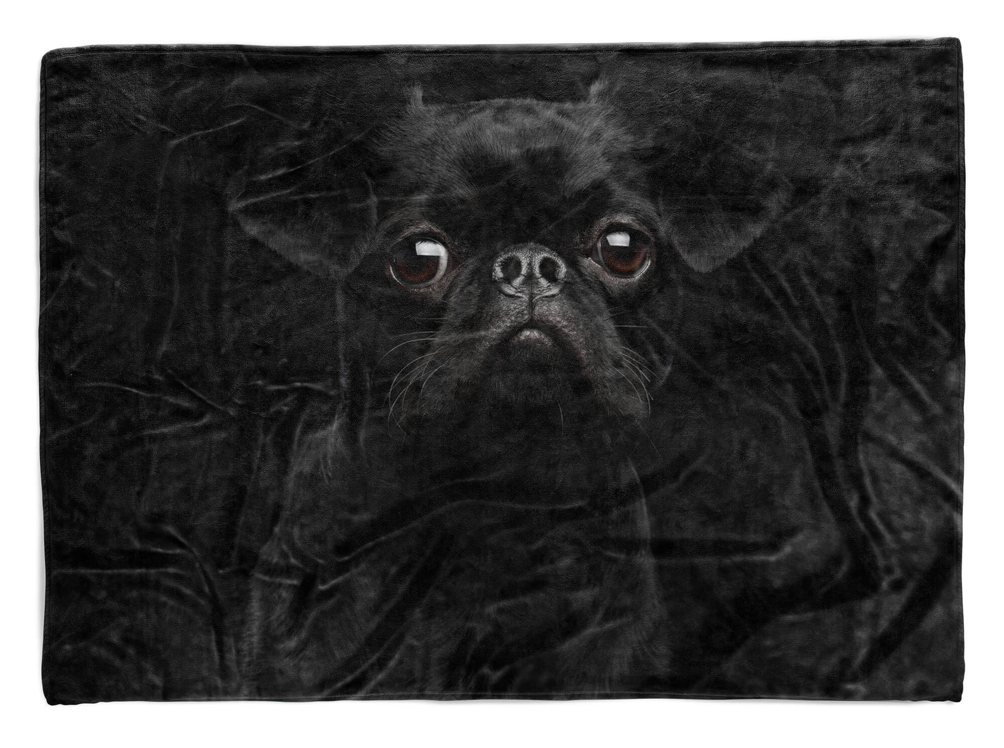 Sinus Art Handtücher Handtuch Strandhandtuch Saunatuch Kuscheldecke mit Tiermotiv kleiner schwarzer, Baumwolle-Polyester-Mix (1-St), Handtuch