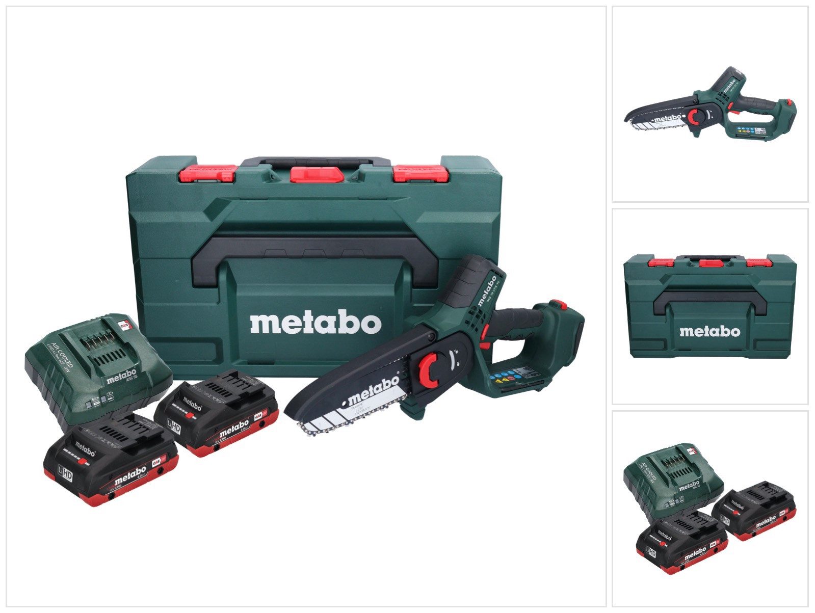 metabo Baukreissäge MS 18 LTX 15 Akku Gehölzsäge 18 V 15 cm 5 m/s + 2x Akku 4,0 Ah + Lader