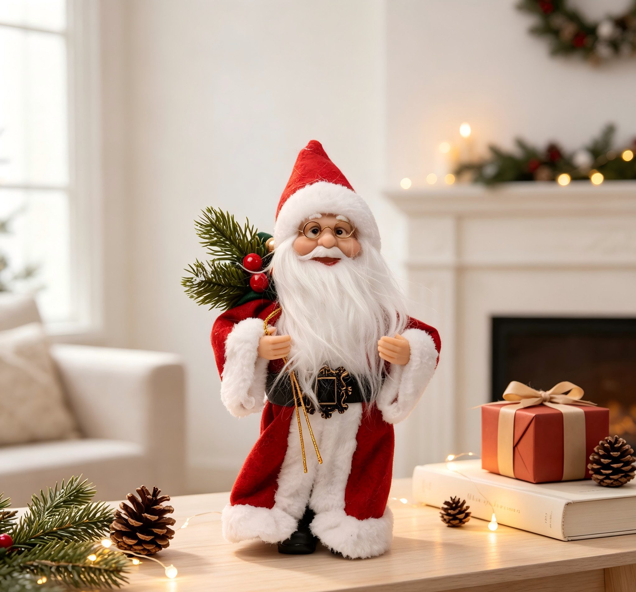 OTTO home Weihnachtsmann Dekoration für Weihnachten, klassisch -traditionell oder skandi-grau (1 St), mit Sack und Geschenken, jeweils in 2 Größen: ca. 25 oder 45 cm hoch