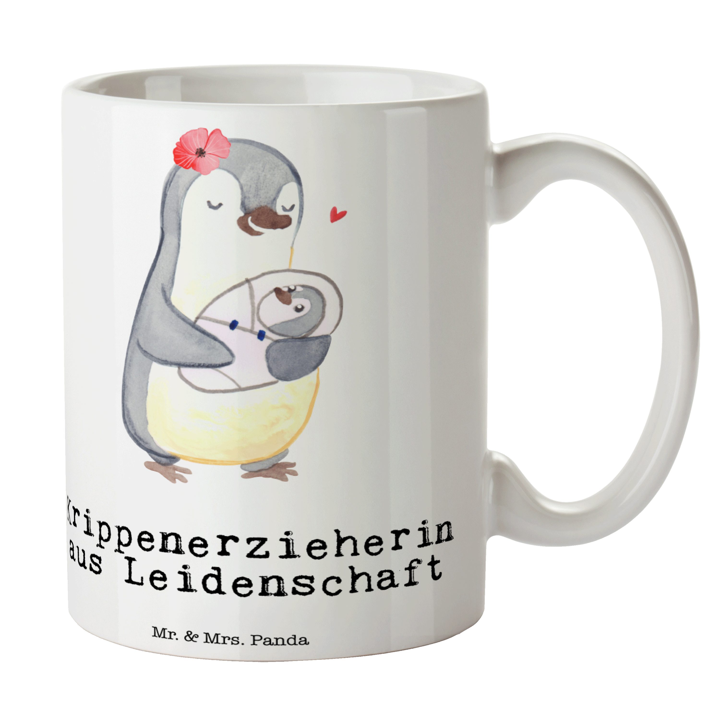 Geschenk, - Keramik Krippenerzieherin Leidenschaft & aus - Panda Geschenk Tasse, Mr. Mrs. Weiß Tasse