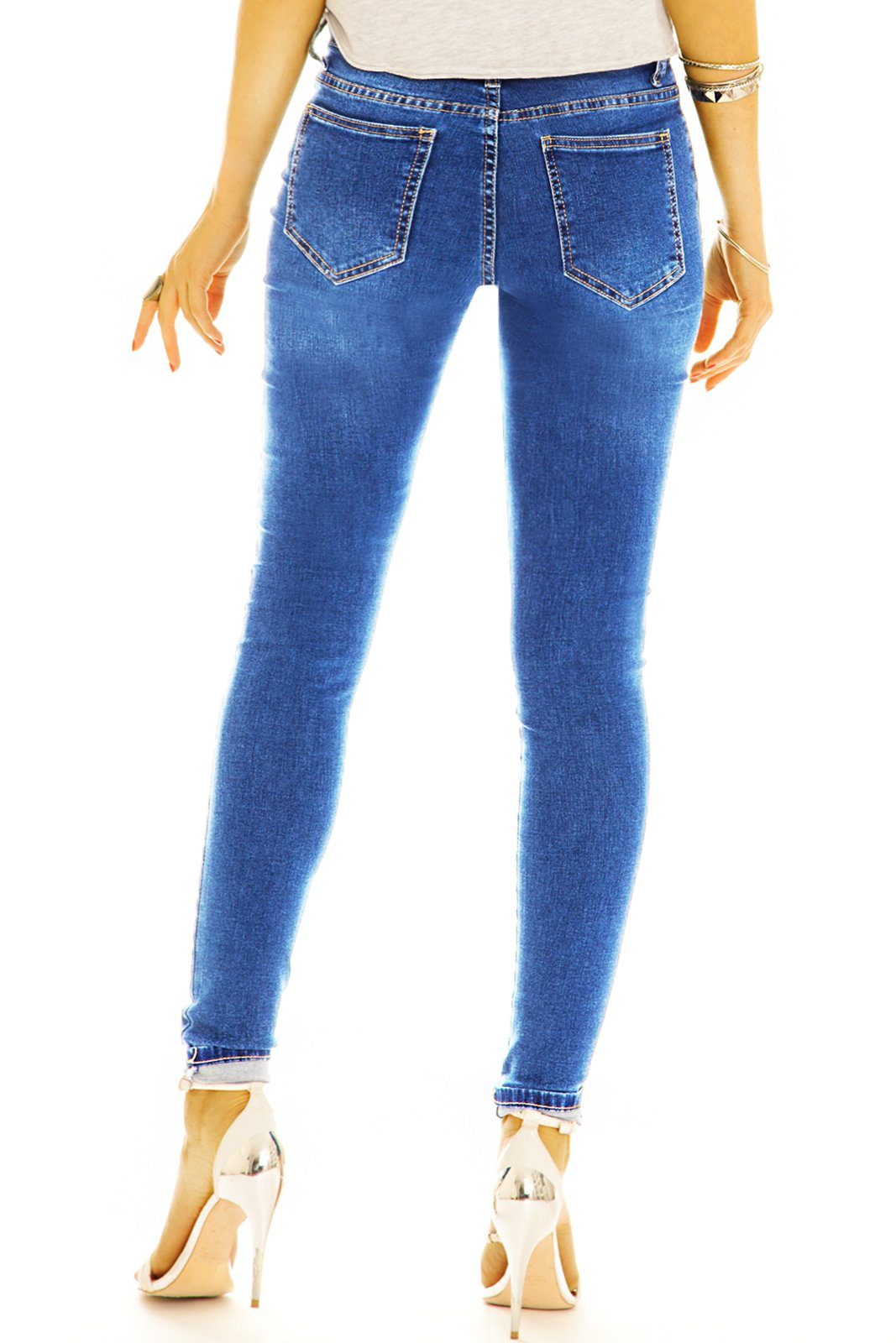 be styled Skinny-fit-Jeans Medium waist Röhren Hose mit Knopfleiste skinny Jeans - Damen - j4e mit Stretch-Anteil