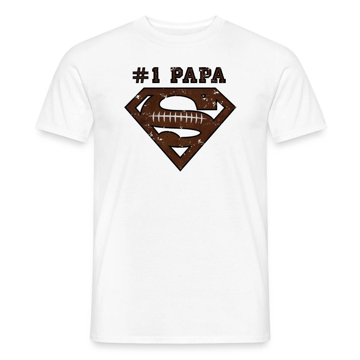 Spreadshirt T-Shirt #1 Papa American Football Geschenk zum Vatertag Männer T-Shirt (1-tlg)