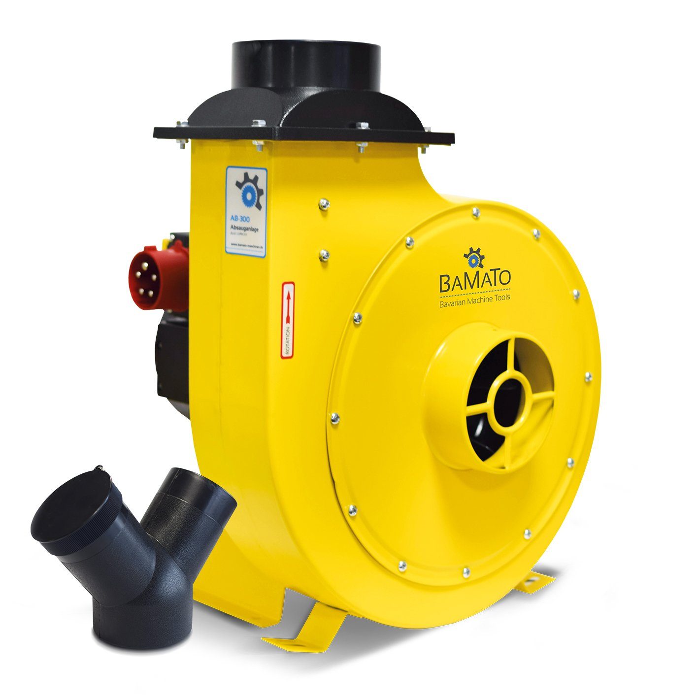 BAMATO Absauganlage AB-300 inkl. Y-Adapter Absaugung 400V Radialventilator 2530m³/h, 1500 W, (1-tlg), Lüfterrad aus Metall, Späneabsaugung, Absauggebläse, 1950 Pa