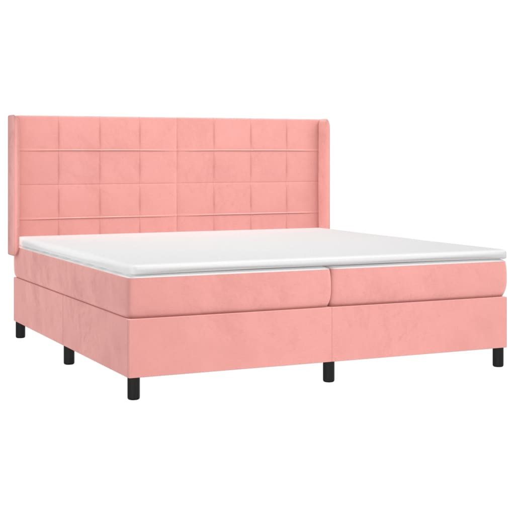 Bett Boxspringbett mit Matratze & LED Rosa 200x200 cm Samt