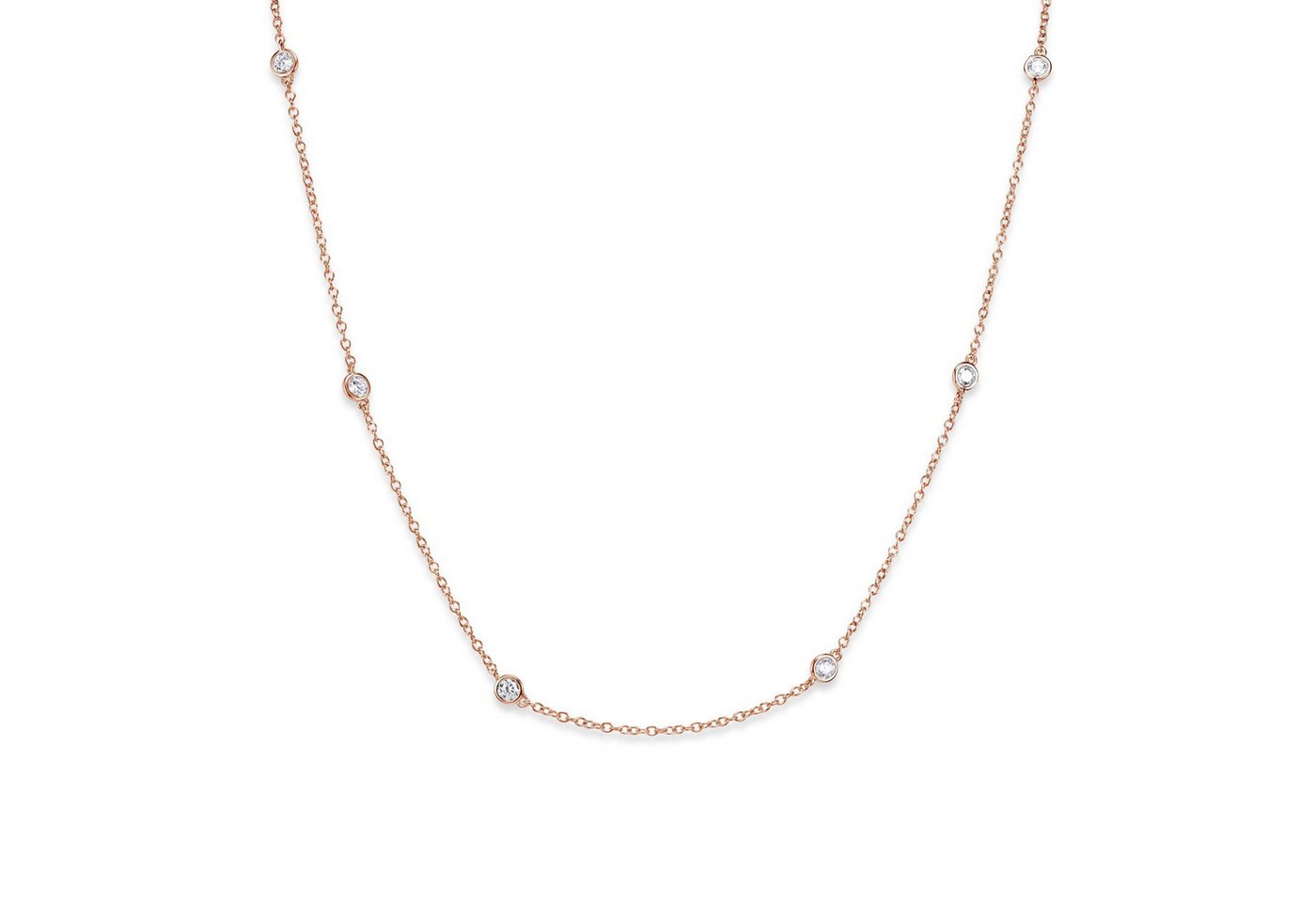 Materia Collierkettchen Damen Collier Rosegold 925 Silber CO-29-Rose, mit eingefassten Zirkonia Steinen