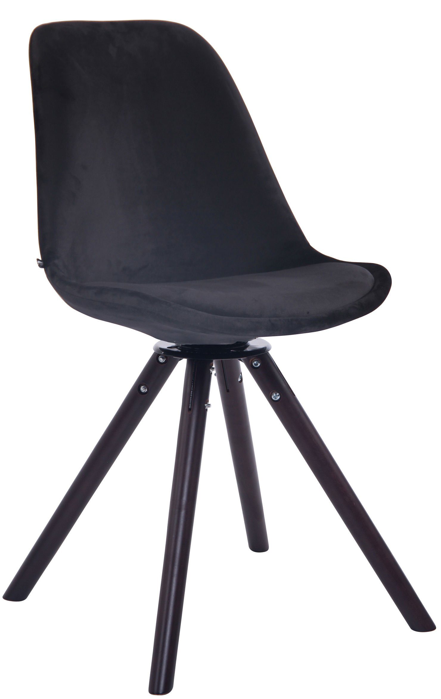 TPFLiving Esszimmerstuhl Troll mit hochwertig gepolsterter Sitzfläche - Konferenzstuhl (Küchenstuhl - Esstischstuhl - Wohnzimmerstuhl - Polsterstuhl), Gestell: Buchenholz Walnuss - Sitzfläche: Samt schwarz