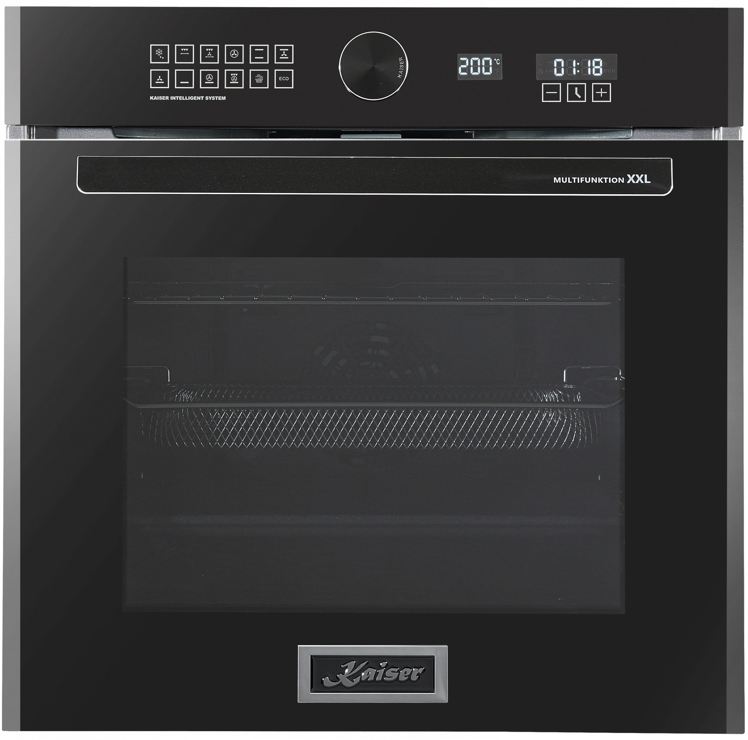 Kaiser Küchengeräte Backofen-Set Herd Set Autark Einbau Elektrobackofen XXL 79L Air Fry Pizzastein Heißluftsystem Selbstreinigung Schwarz +Induktions-Kochfeld 60 cm FREE ZONE mit 2 FLEX Induktions-Zonen EH 6452+KCT 61 FI, mit 1-fach-Teleskopauszug