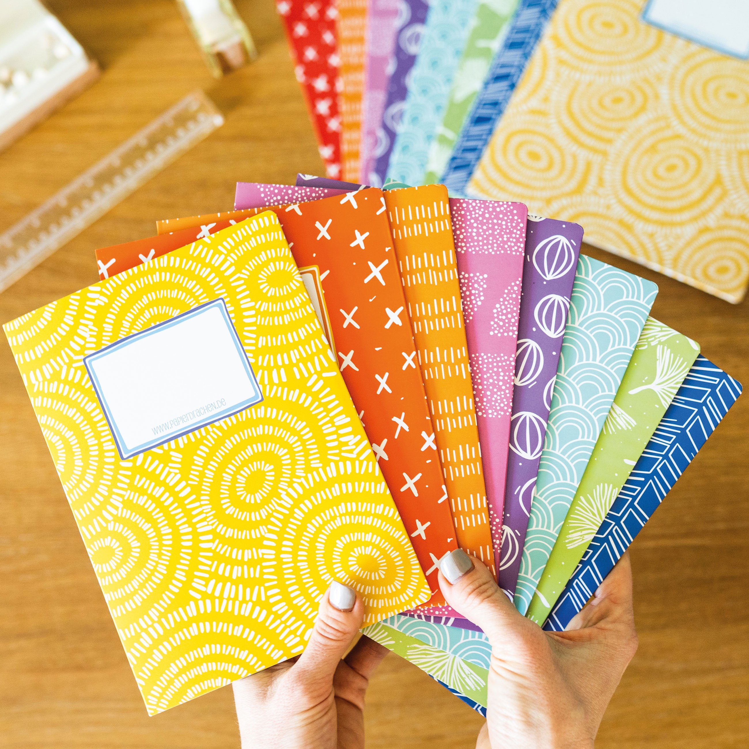 PAPIERDRACHEN Schulheft Papierheftumschläge DIN A5 - in tollen Designs - Schulanfang, aus stabilem 250g Papier