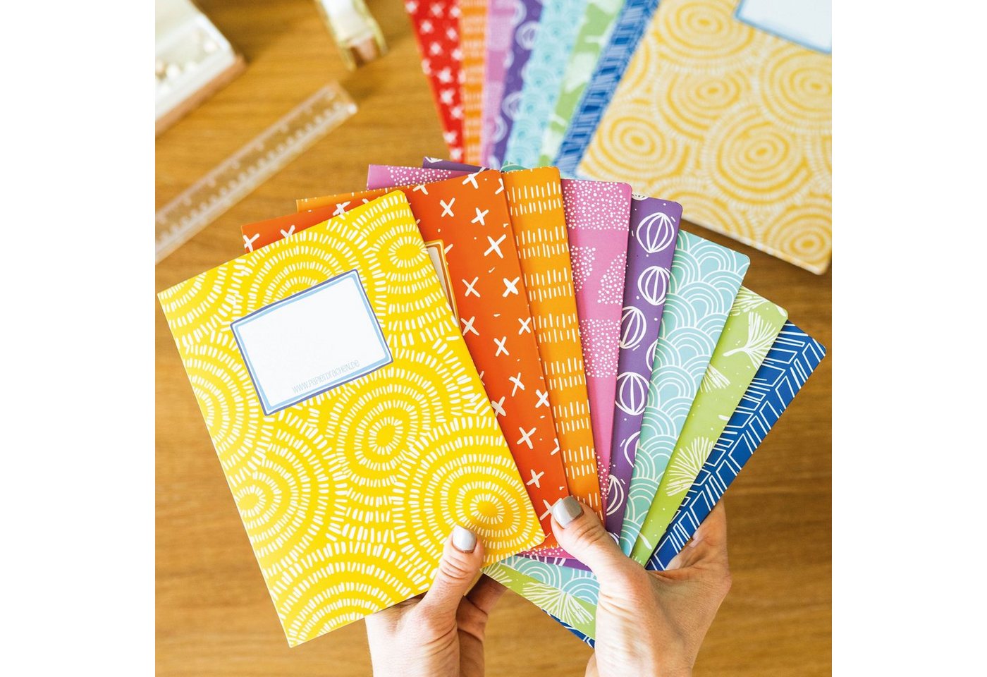 Thumbnail - PAPIERDRACHEN Schulheft Papierheftumschläge DIN A5 - in tollen Designs - Schulanfang, aus stabilem 250g Papier
