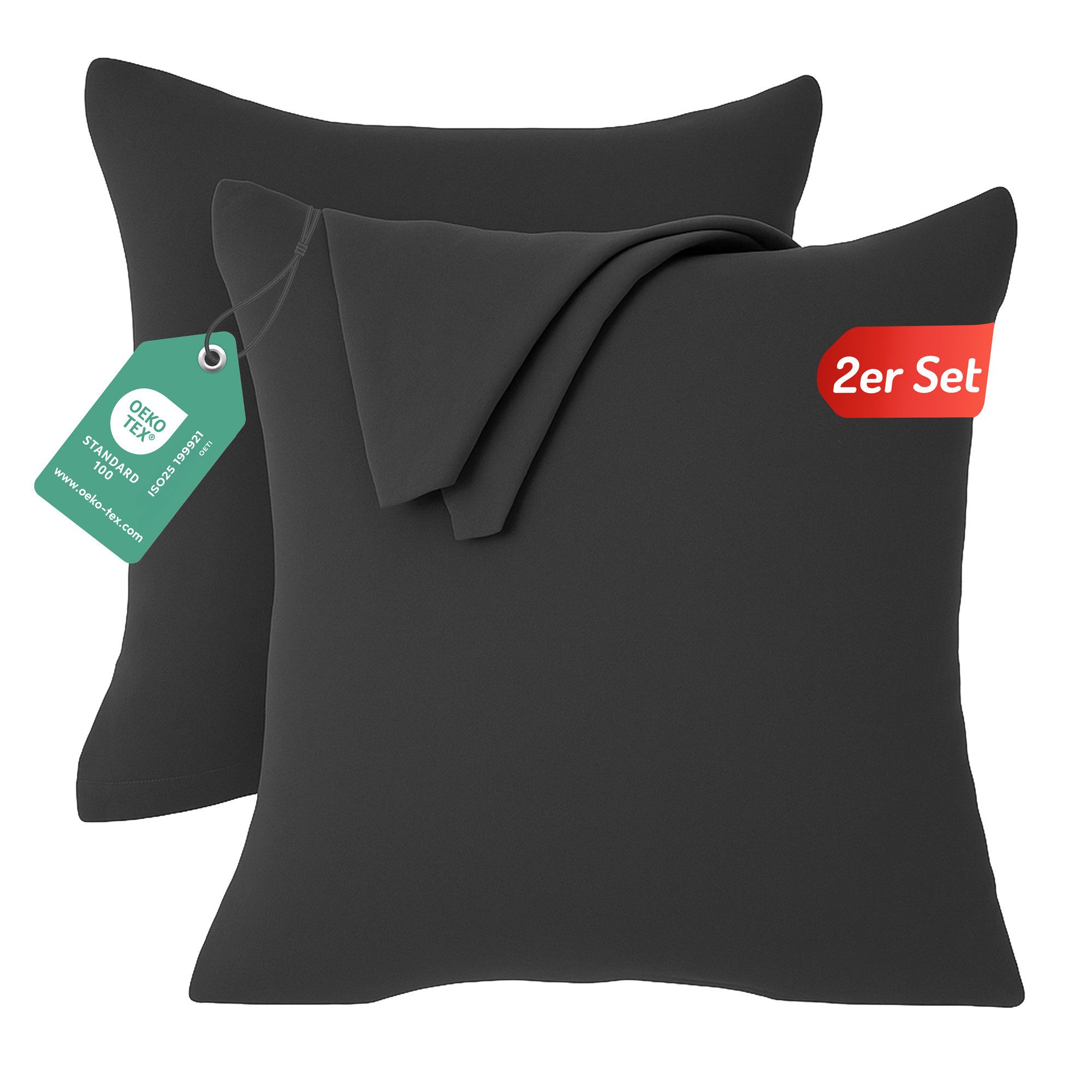 livessa Kissenbezug 2er Set Kissenbezug - Verdeckter Reißverschluss - Kopfkissenbezug, %100 Baumwolle Jersey Stoff 140 g/m², Ultra Weich und Atmungsaktiv