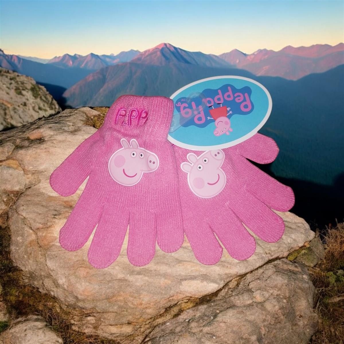 Peppa Pig Strickhandschuhe Peppa Pig Strick-Handschuhe für Mädchen, Rosa, Für Kinder von 4 bis