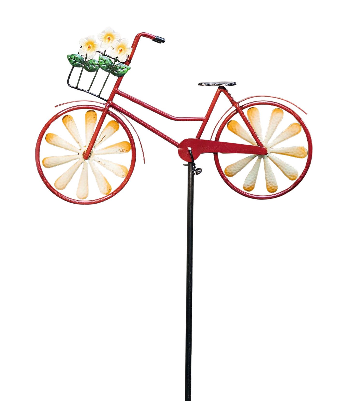 Dekoleidenschaft Gartenstecker "Fahrrad" aus Metall bunt fluoreszierend, Dekostecker groß, Gartendeko 42 x 117 cm hoch, Outdoor Deko Затыкать, Metalldeko für Außen