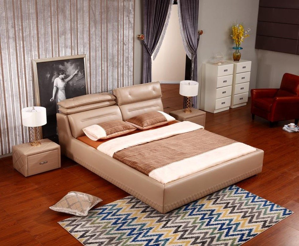Xlmoebel Polsterbett Luxuriöses Doppelbett im modernen Leder-Design (Bett, 1-tlg., Designer Bett 2124), Hergestellt in Europa