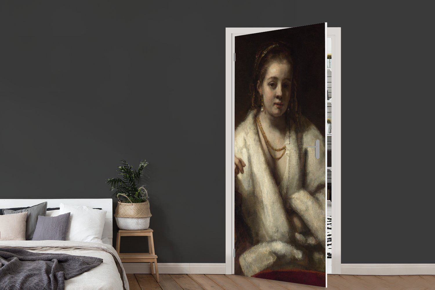 Gemälde Rijn, Rembrandt Matt, (1 Stoffels von Fototapete Porträt St), bedruckt, Türaufkleber, MuchoWow von für Türtapete cm Tür, 75x205 - Hendrickje van