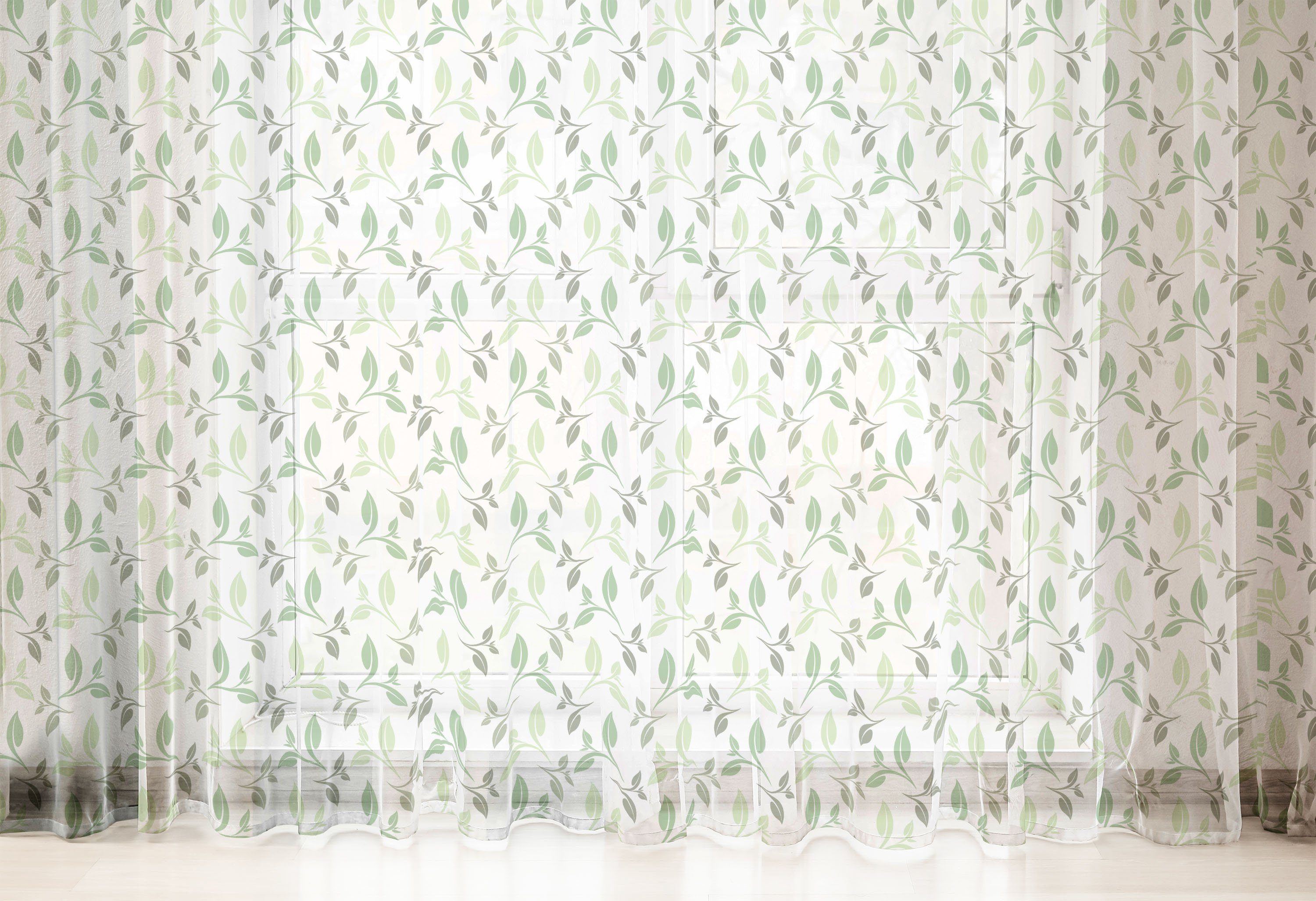 Gardine schiere Drapierung für Teeblätter Party Farben Panels, Faded Grün Hochzeit 2 Abakuhaus