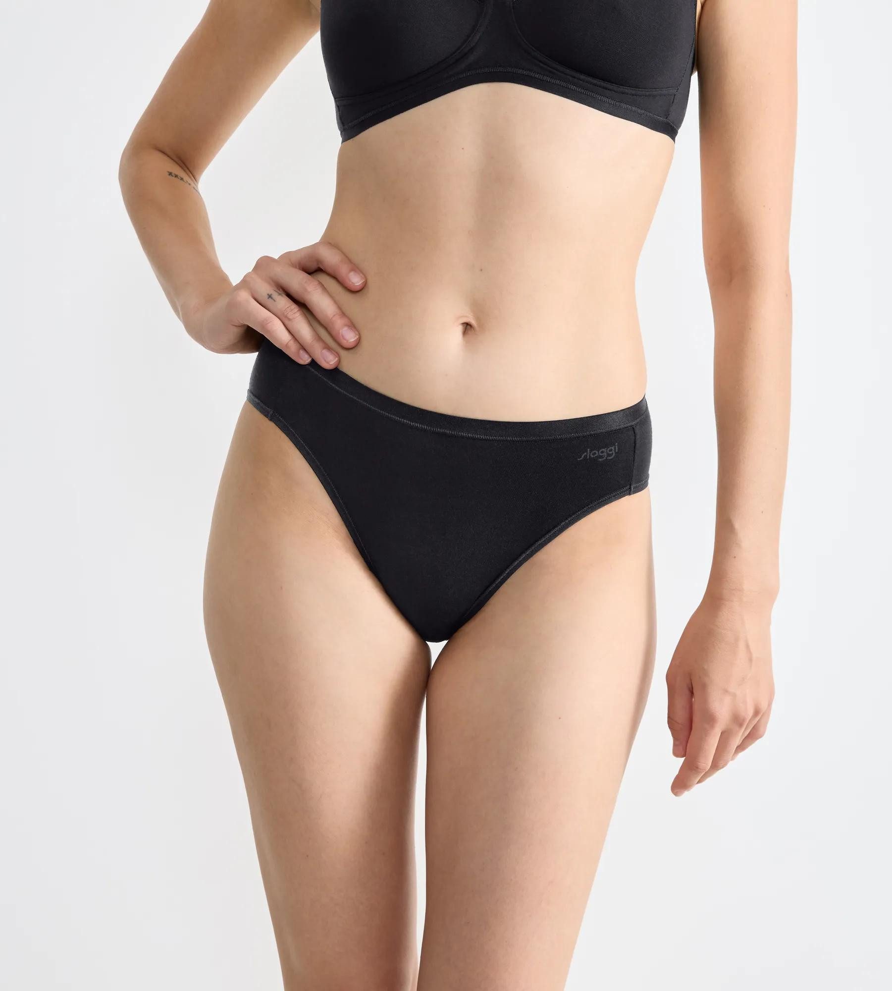 sloggi Tai-Slip GO Daily Cotton (3er Pack) Glanz-Effekt Details, hoher Beinausschnitt, weich, elastisch