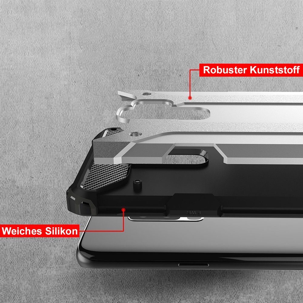 FITSU Handyhülle Outdoor Hülle für Samsung Galaxy A6 Silber 5,6 Zoll, Robuste Handyhülle Outdoor Case stabile Schutzhülle mit Eckenschutz