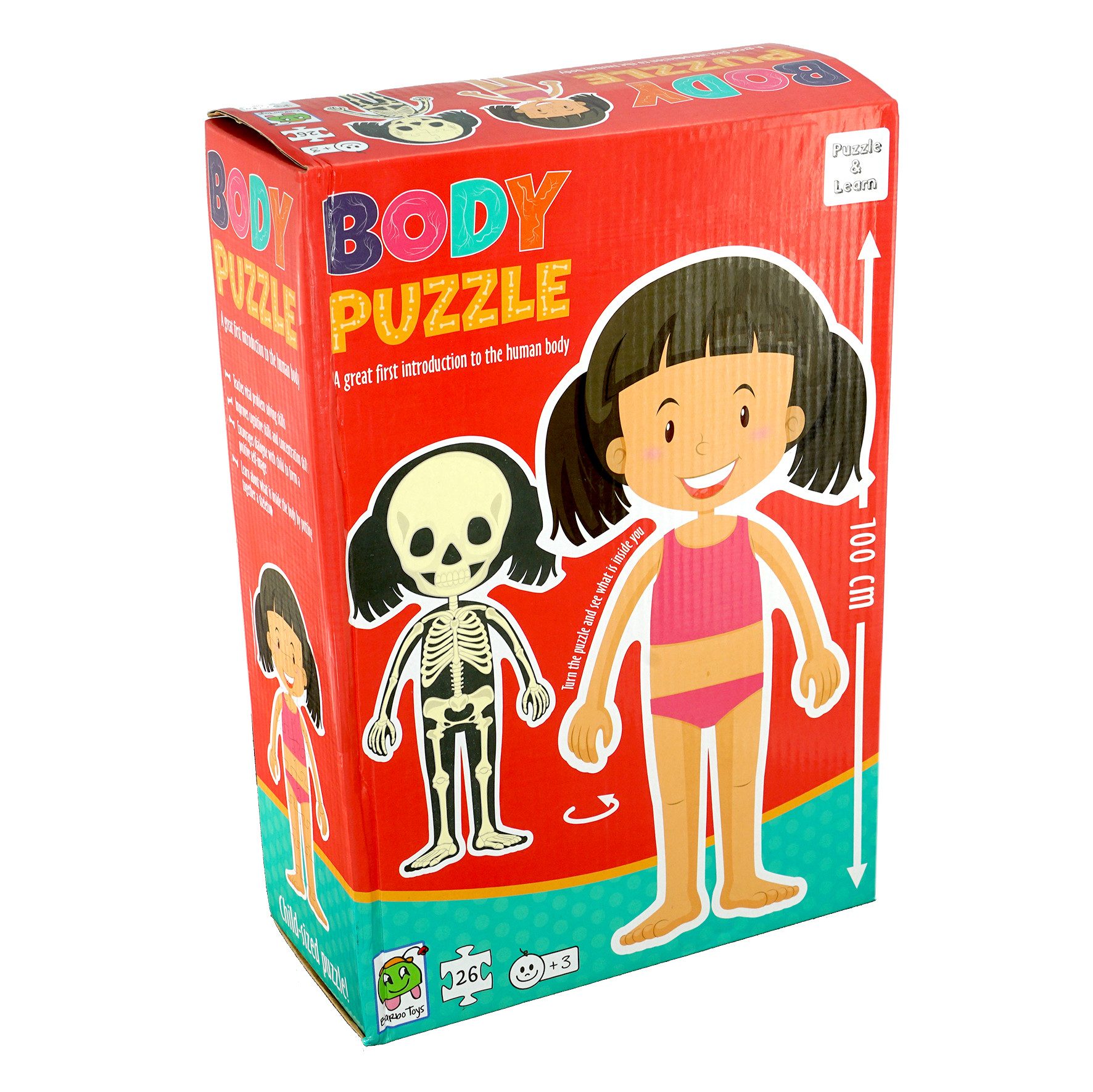 Barbo Toys Puzzle XXL Doppelseitiges Puzzle (Körper & Skelett), 26 Puzzleteile, 100 cm Länge, Große, robuste Teile, Perfekt für visuelle Wahrnehmung