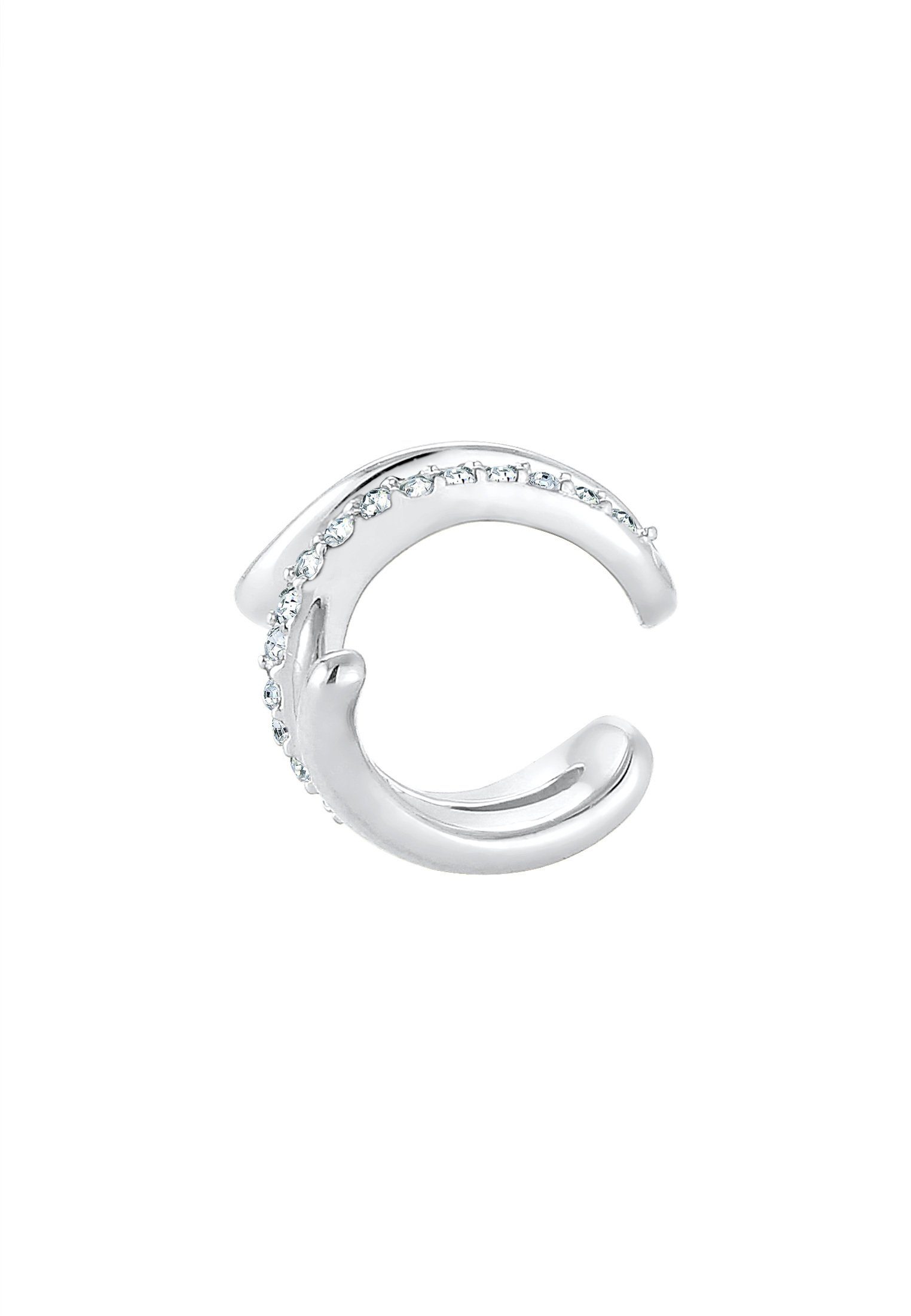 Elli Single-Ohrhaken Single Earcuff Twisted Kristalle Weiß 925 Sterling Silber