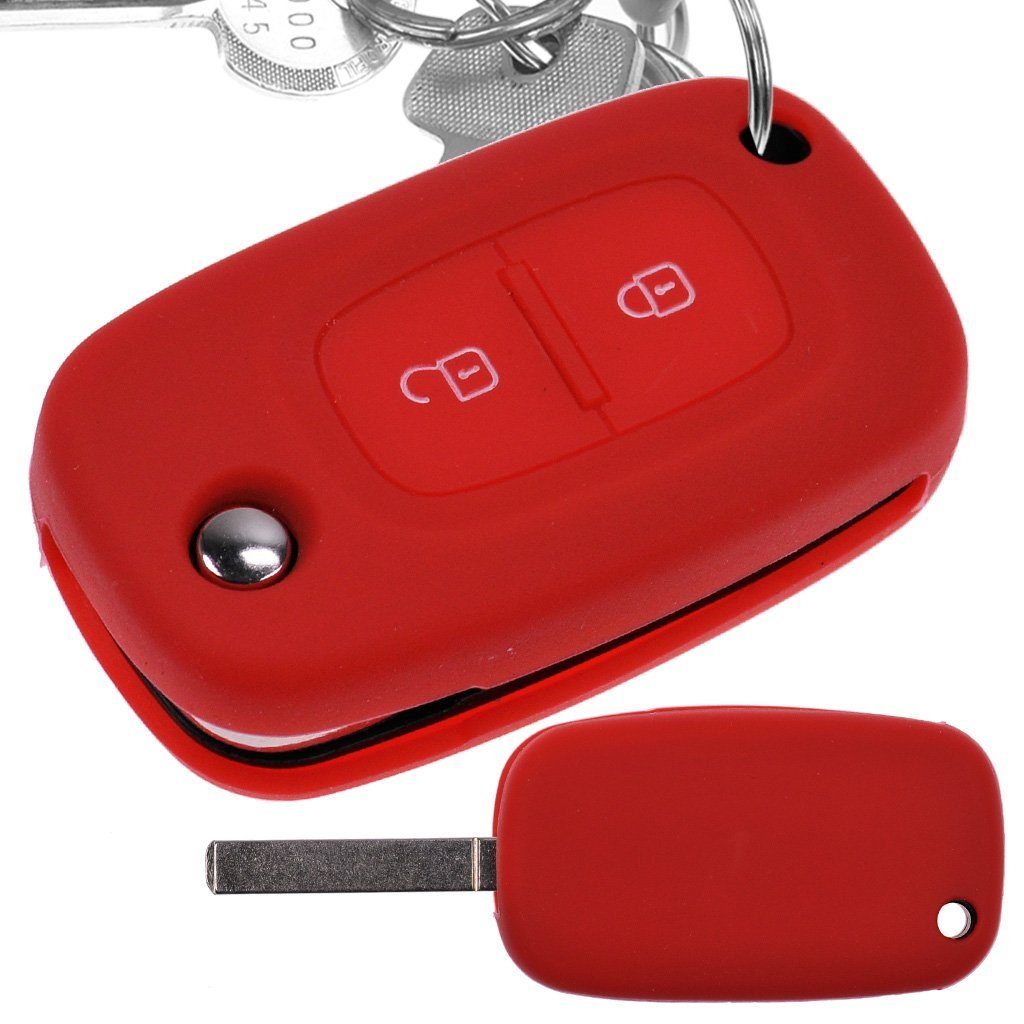 mt-key Schlüsseltasche Autoschlüssel Softcase Silikon Schutzhülle Rot, für Renault Kangoo Smart Forfour Clio III Twingo Mercedes Benz Citan