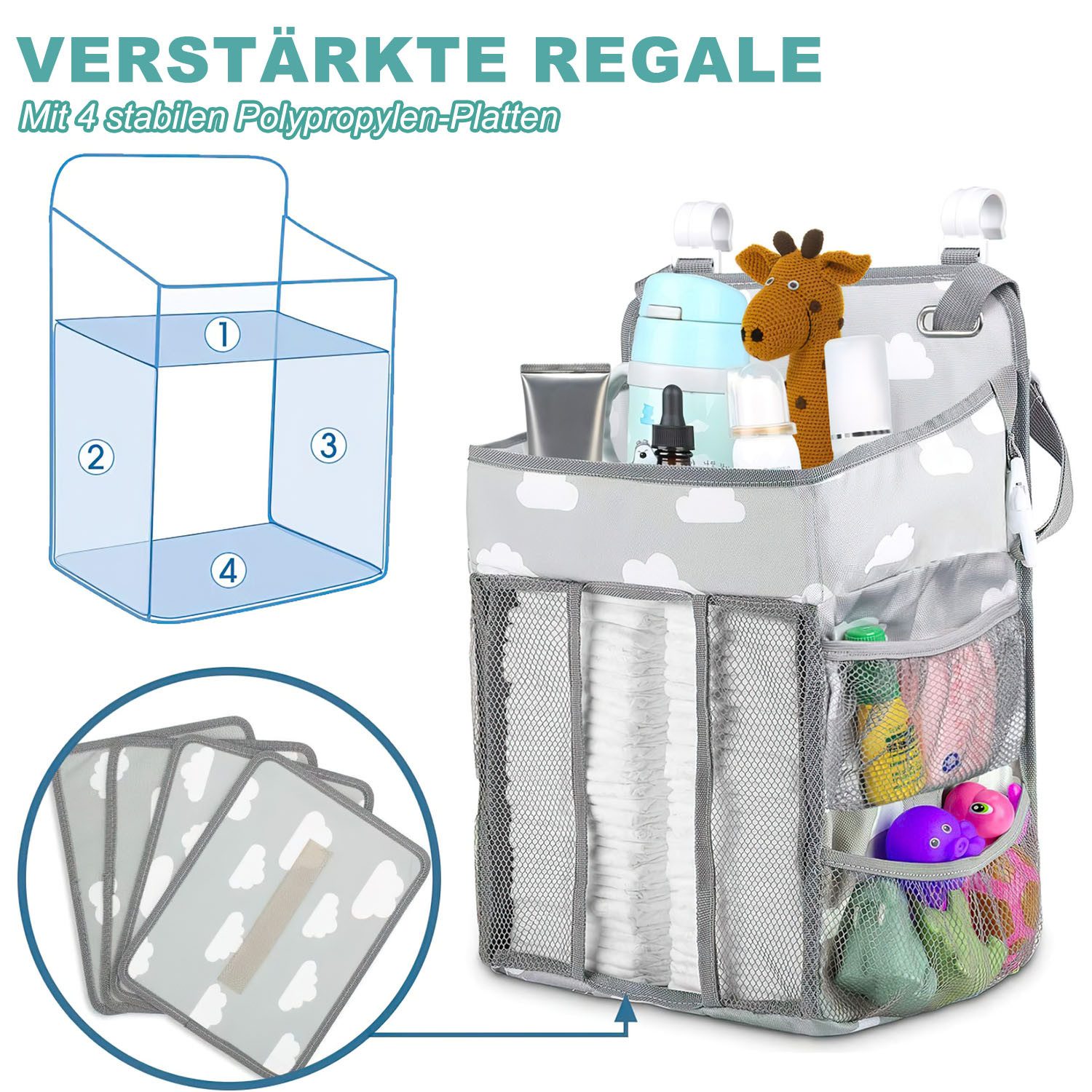 SURFOU Changing Table Organizer Hanging Organizer Changing Dresser Accessories Slopes (Cot Diaper-Baby Room Organizer, Baby Accessories for Newborns), Diaper Organizer for Crib Diaper Organizer for Changing Table