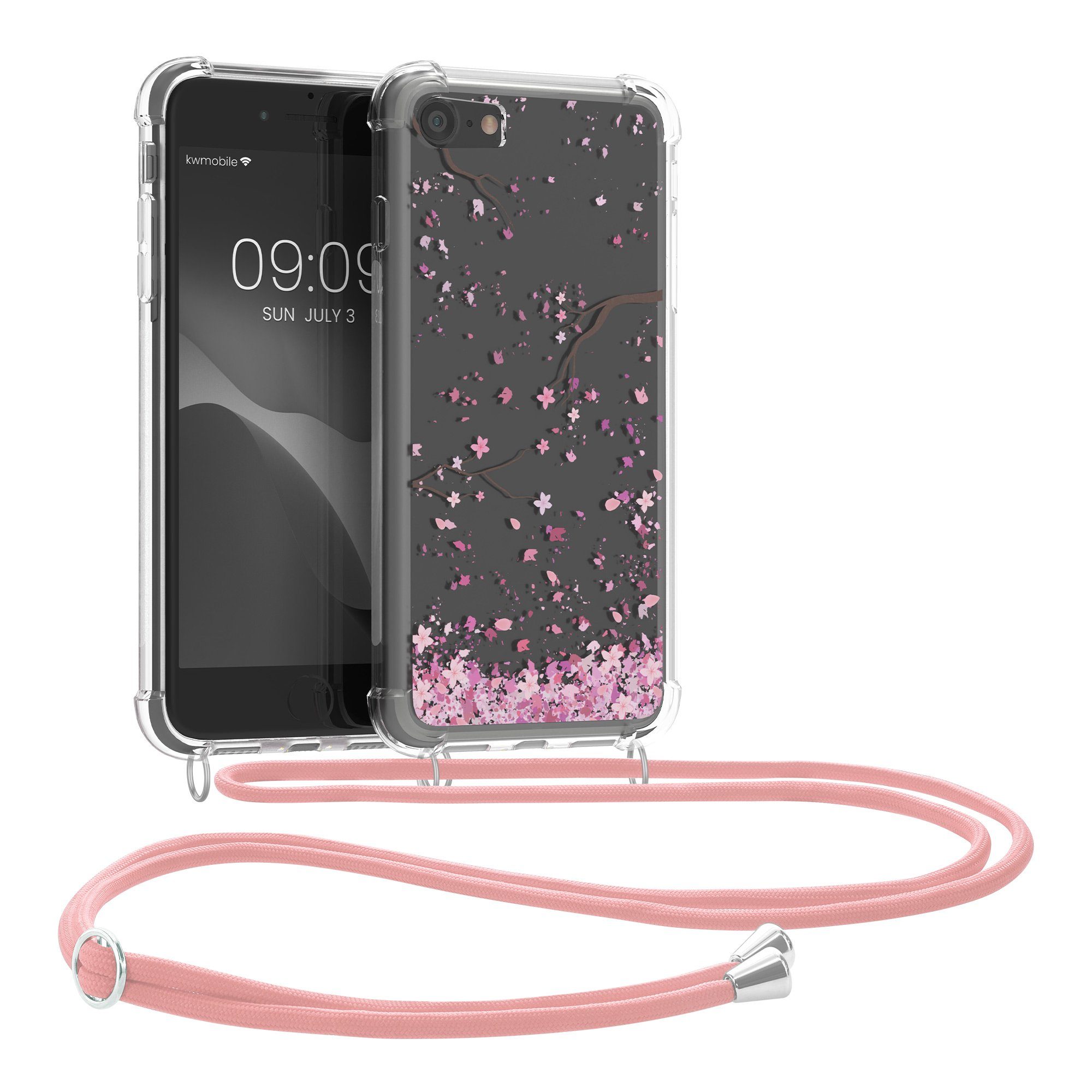 kwmobile Handyhülle Hülle für Apple iPhone SE / 8 / 7, Silikon Handyhülle mit Kette - Handykette Handyband