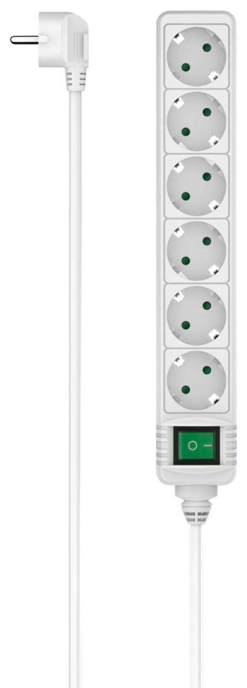 Hama Steckdosenleiste 6-fach (Ein- / Ausschalter, Schalterbeleuchtung, Schutzkontaktkupplung, Schutzkontaktstecker, Kabellänge 1,4 m)