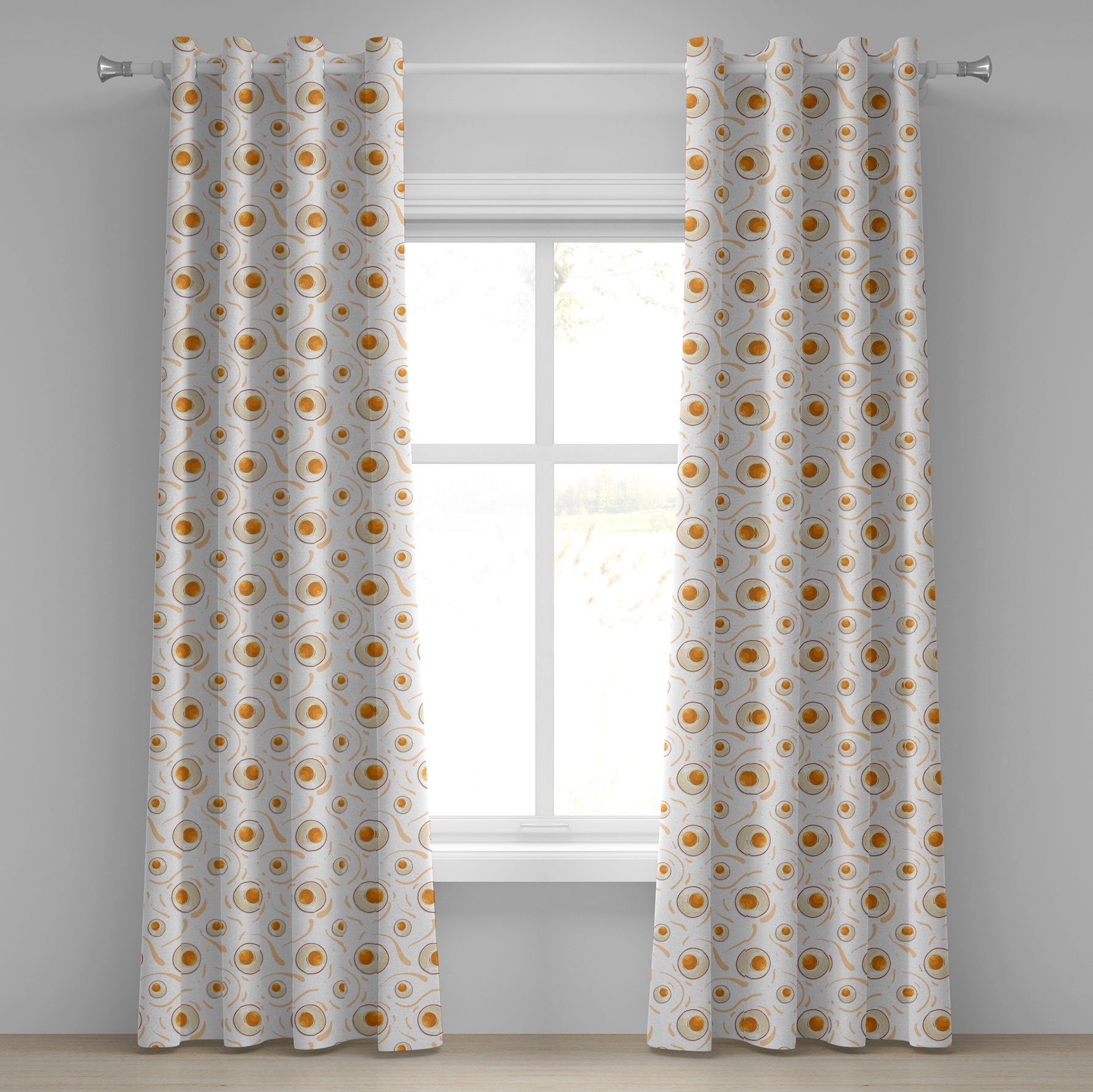 Gardine Dekorative 2-Panel-Fenstervorhänge für Schlafzimmer Wohnzimmer, Abakuhaus, Ei Gesunde Beakfast Muster