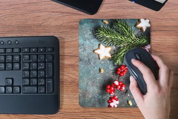 MuchoWow Mauspad Weihnachten - Rustikal - Zweige - Sternanis - Beeren - Rot Pad (1-St), Mousepad Computer Mousepads - Maus Mat - Pad - Mausunterlage