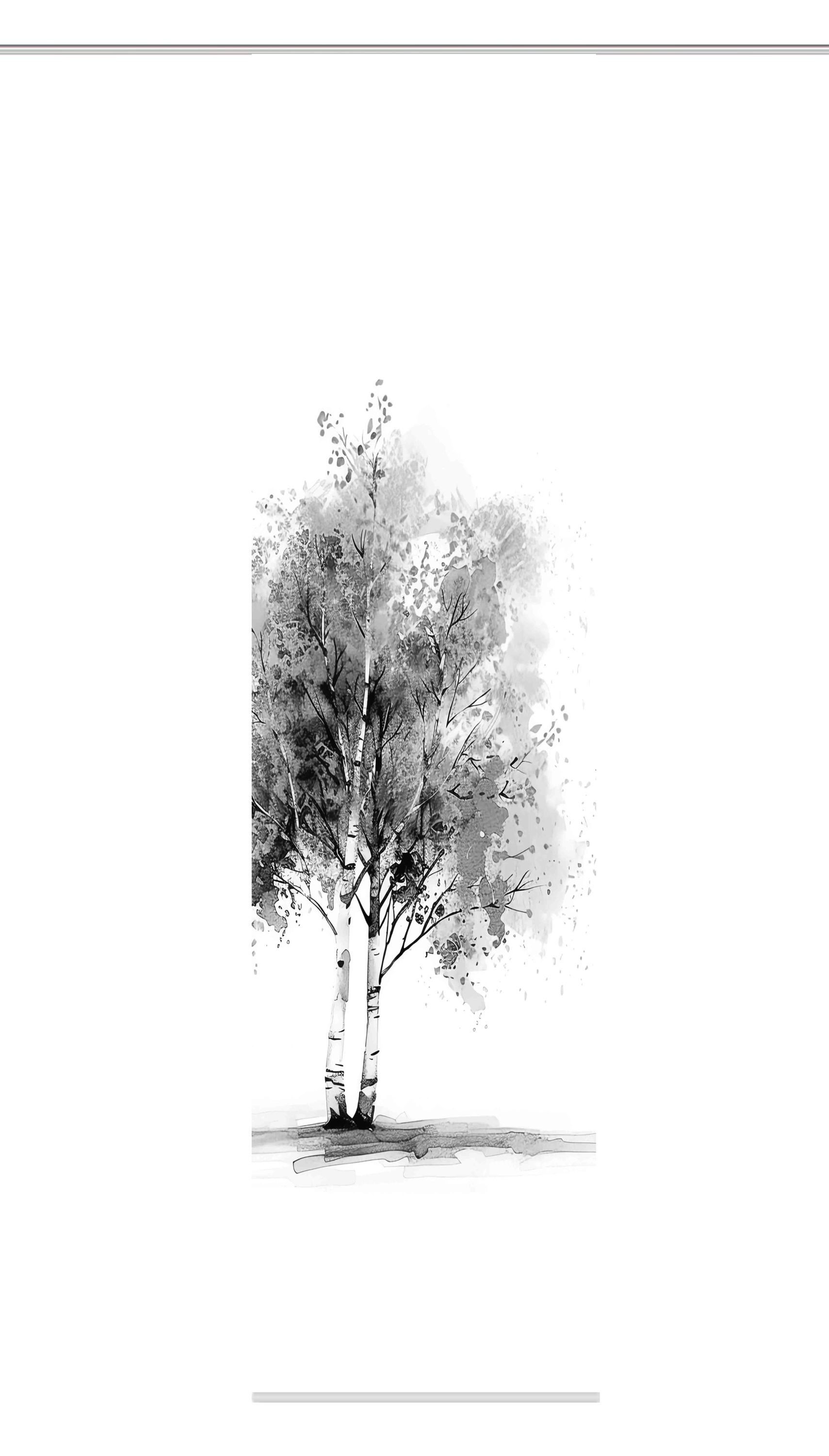 HOME WOHNIDEEN Schiebegardine Schiebegardine TREE, Seidenoptik,blickdicht, 245x60 cm (1 St), Paneelwagen, blickdicht, 100% Polyester