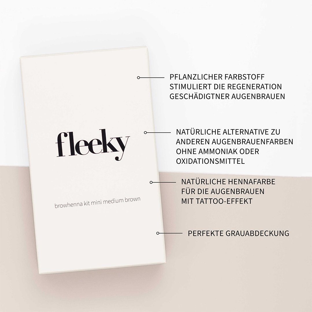 fleeky Augenbrauen-Farbe Browhenna Kit - Augenbrauen Haar & Freckles, Augenbrauenfarbe & Sommersprossen – vegan, pflanzlich & langanhaltend