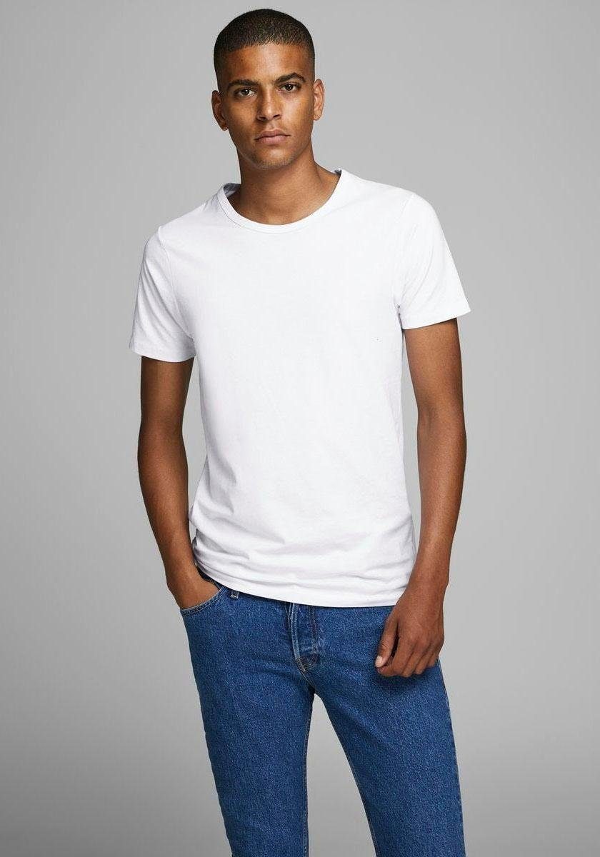 Jack & Jones T-Shirt JJEBASIC mit schmaler Passform für jeden Tag unifarben, modisch, schmal, Baumwollmischung, Rundhals