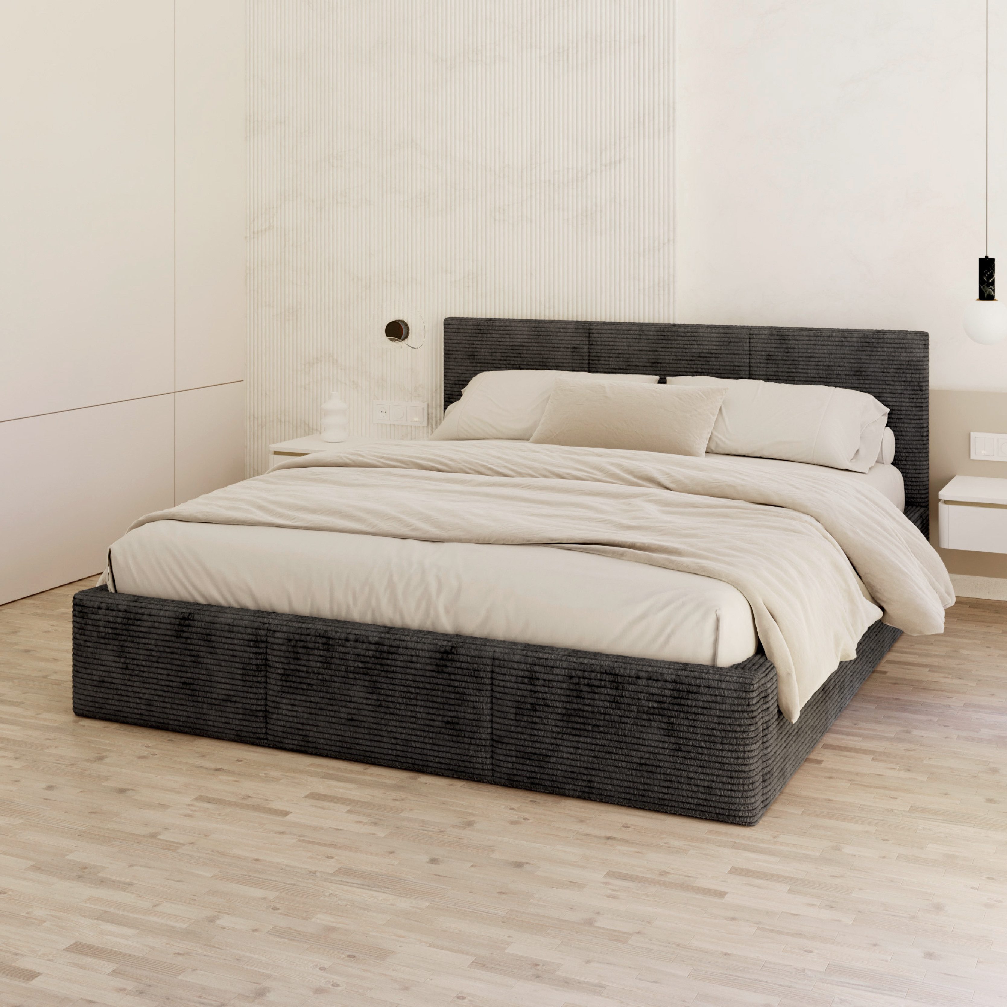 FDM Polsterbett AMBER modern mit Bettkasten MADE IN EU - mit Cord Bezug (ve günstig online kaufen