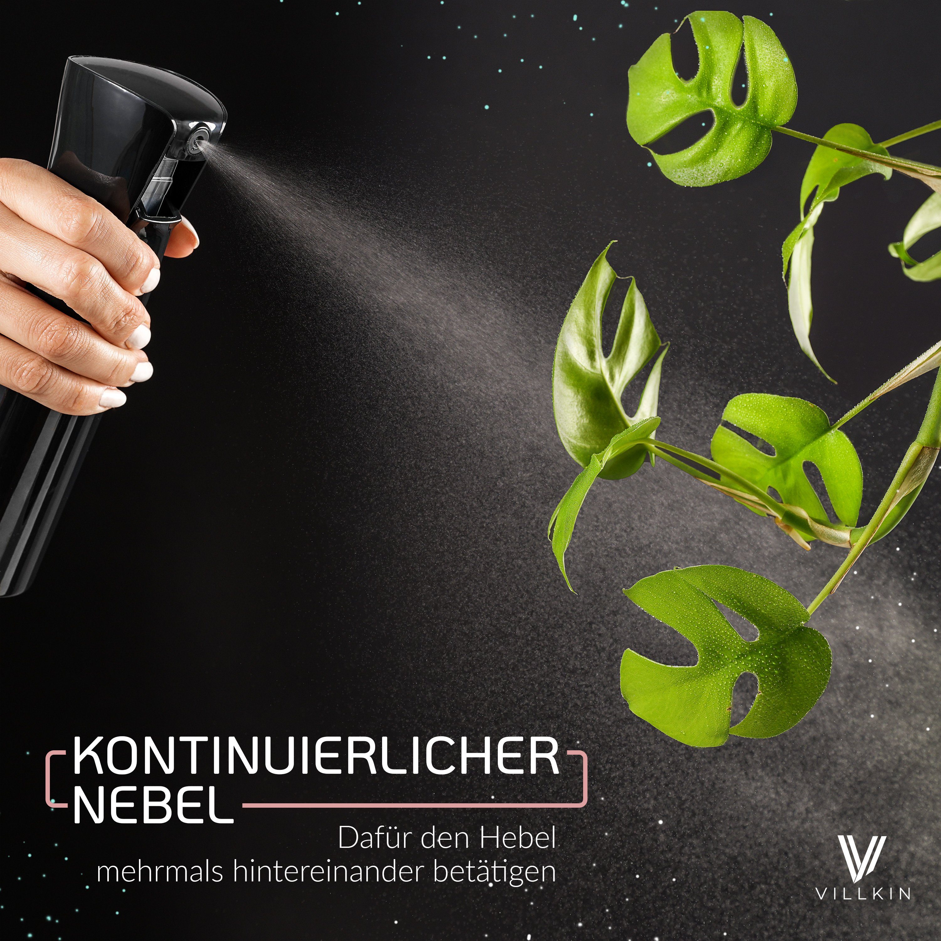 Villkin Sprühflasche, Wasserstäuber, Pflanzensprüher, (2-tlg), Für Haushalt, Haarstyling, Hundedusche, Kunst, Pflanzen befeuchtung