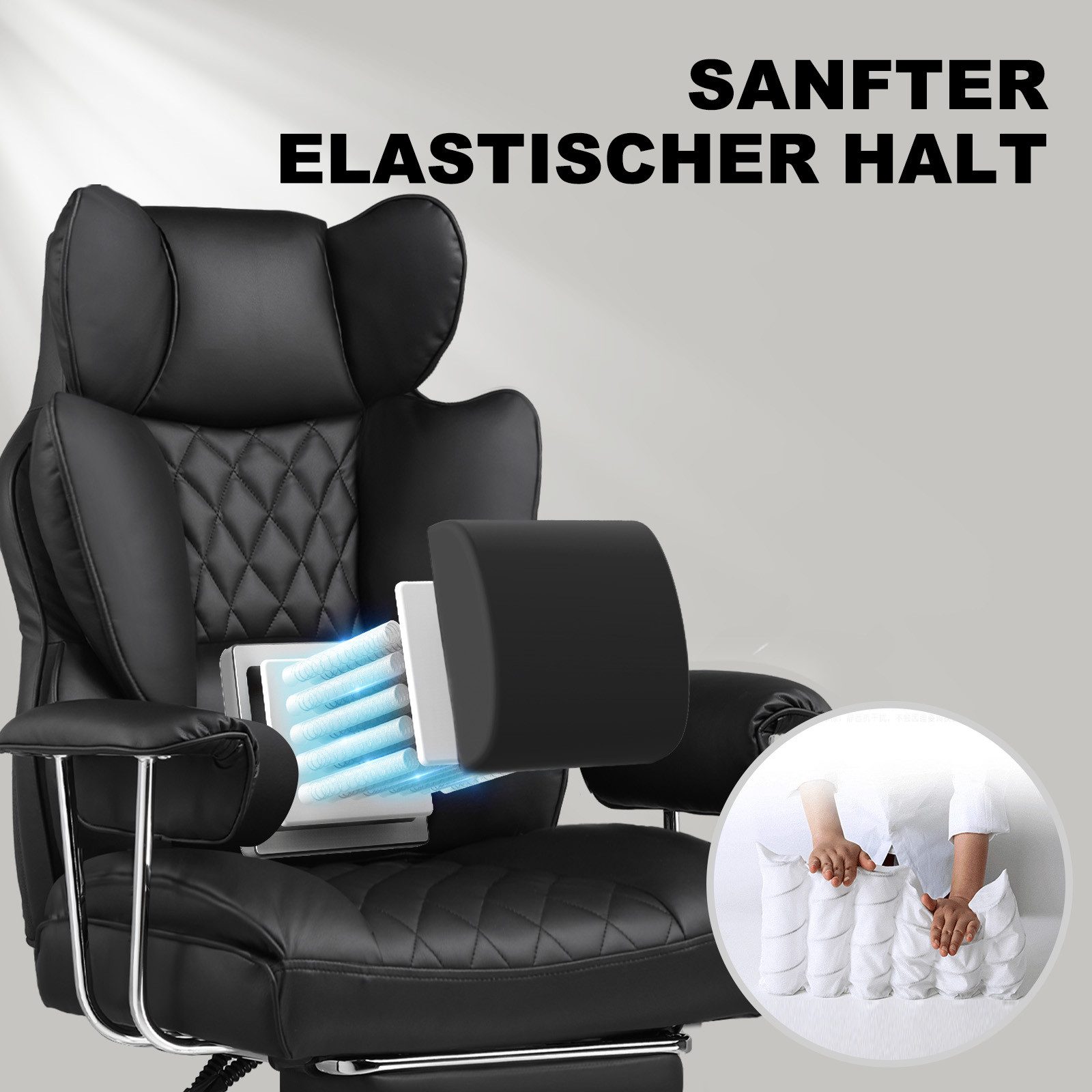 GTPLAYER Gaming-Stuhl Gaming Stuhl, Gamer Stuhl, Ergonomischer Bürostuhl Stoffoberfläche (Packung), Schreibtischstuhl Chefsessel mit Fußstütze höhenverstellbar kunstleder
